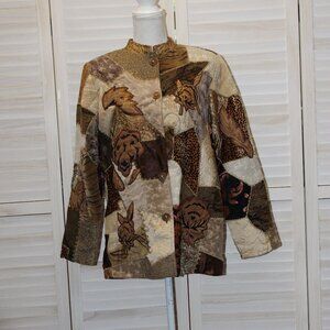 Indigo Moon Brazier Jacket Vintage Gold Brown Cream Size Medium Vintage